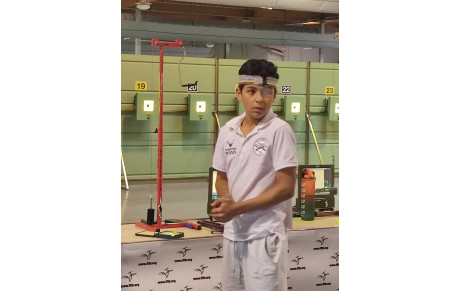 Ilyes, 4 ième en pistolet 10m aux Championnats de France des Ecoles de Tir à Béziers.